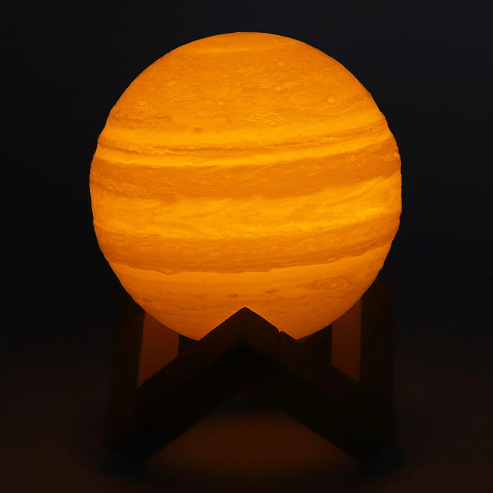 15 см перезаряжаемая 3D печать Jupiter лампа с 2 сменными цветами сенсорный переключатель поддержка длинный пресс для креативного подарка/домашнего декора