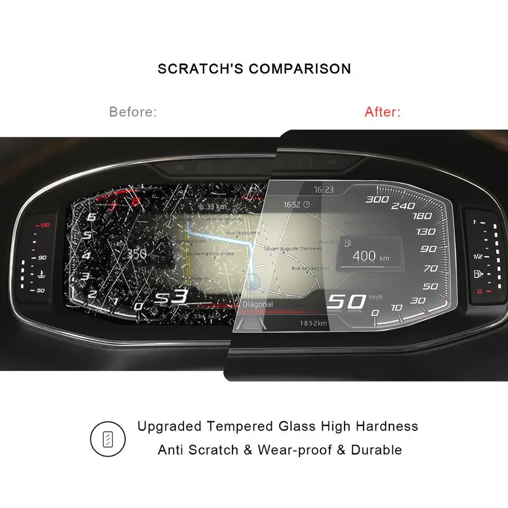 RUIYA car screen protector for Seat CUPRA Ateca/Leon/Tarraco/Arona LCD instrument panel screen,car interior sticker accessories