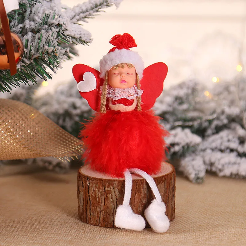 Рождественский подарок Ангел девочка кукла Дети Рождество орнамент каваи девушка кукла кулон год Рождество висячие украшения для дома на Рождество - Цвет: red sitting