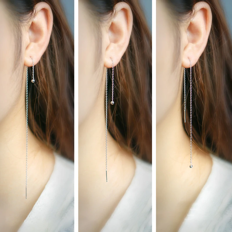 

Modian Long Tassel Fashion Bead Swing Charm Drop Earrings Classic 925 Sterling Silver Exquisite Jewelry For Women S925 Present