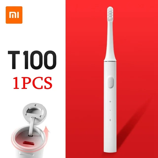 Оригинальная Xiaomi mi T100 mi умная электрическая зубная щетка белая 46 г 2 скорости Xiao mi Sonic зубная щетка отбеливание Уход за полостью рта Насадки - Цвет: T100 1PC