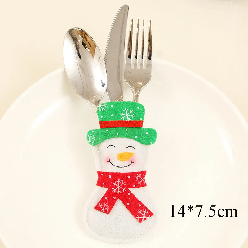 B 2 Snowman Новейшие рождественские держатели для столовых приборов, держатели для серебра, Санта вилка, кармашки для ножей, ужин, рождественские украшения для дома Deco Noel - Цвет: B 2 Snowman