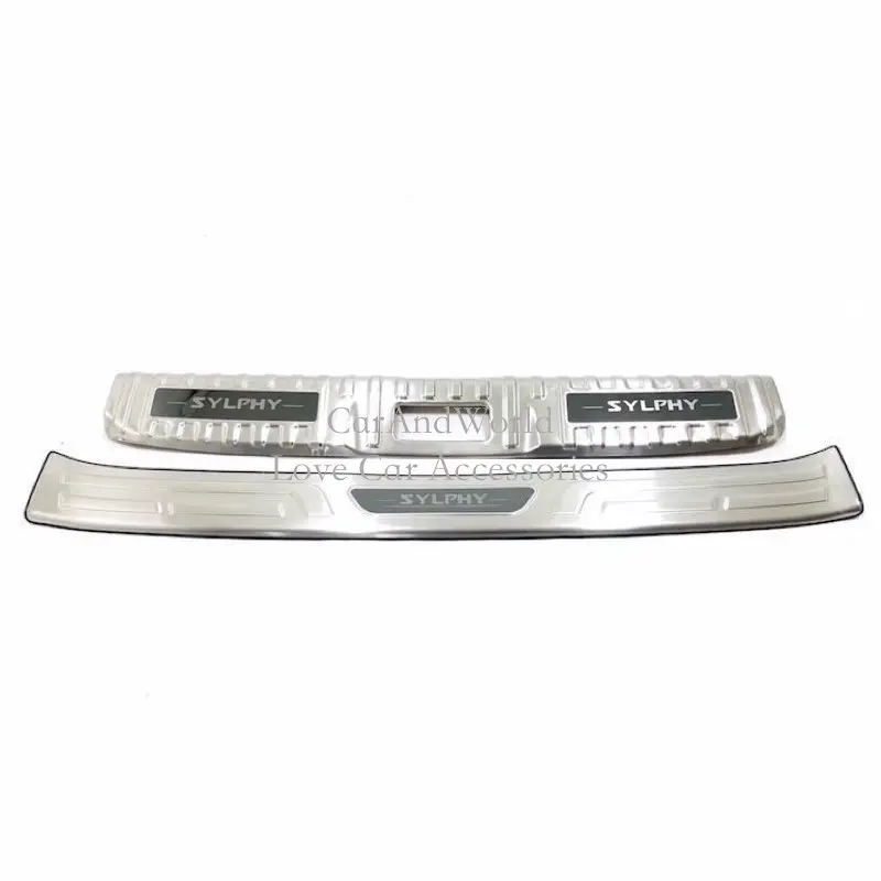 09-Inner-Outer black Для Nissan Sylphy Sentra из нержавеющей стали, накладка на задний багажник, Накладка на порог, накладка на заднюю дверь, накладка на педаль, автомобильные аксессуары - Цвет: 09-Inner-Outer black