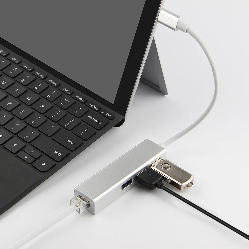 Ajiuyu USB C концентратор type-c адаптер Thunderbolt 3 RJ45 гигабитный сетевой порт Ethernet USB 3,0 Узловая док-станция мульти-Сплиттер конвертер