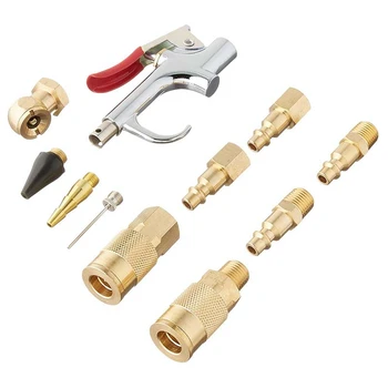 

12Pcs Air Blow Machine Accessory Safety Adapter Nozzle Inflator Needle Ball Foot Air Chuck and M-Style Couplers/Plugs