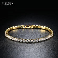 Элегантный циркониевый Золотой Однорядный Теннисный браслет Шарм Синий Зеленый Цирконий Браслеты для женщин и девушек вечерние рождественские подарки