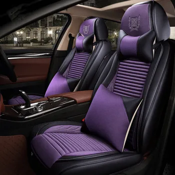 شراء العالمي مقعد السيارة يغطي السيارات جلوس وسادة مجموعة لأودي A4 A4L A6L A6 A1 A7 A8 A3 Q3 Q5 Q7 R8 TT AUDI100 الكتان تنفس