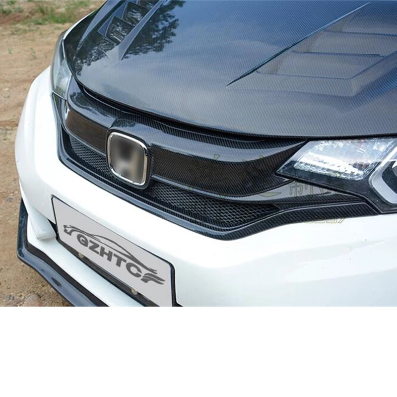 CEYUSOT для Honda Fit Jazz переднего бампера гоночные грили декоративные бампер углеродная волокнистая решетка сетка крышка аксессуары GK5
