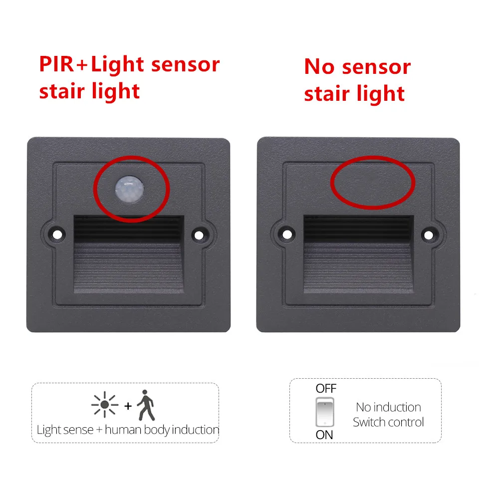 Wall Light Outdoor Porch Light Outdoor Motion Sensor Wall Sconce Led Stair Lights IP65 Step Lamp Recessed Indoor Garden Staircase Decks Pathway Yard Lighting