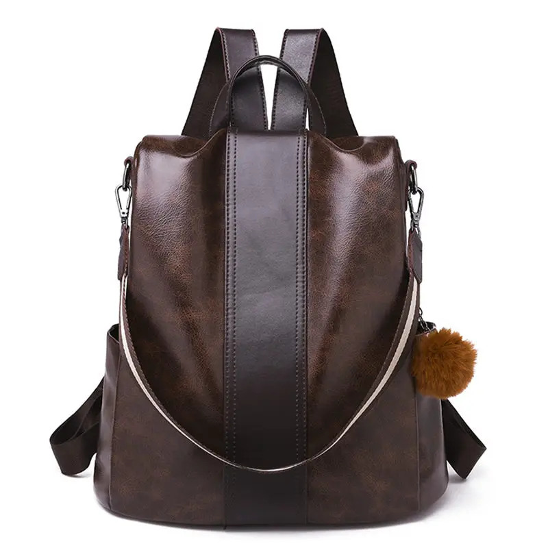 Brown Sac A Dos женский рюкзак из искусственной кожи, Противоугонный рюкзак, повседневный ранец, сумка на плечо, дорожная сумка для девочек, Mochila Feminina - Цвет: Brown