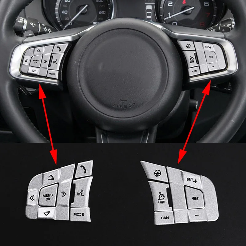 Matt Alloy Car Steering Wheel Adjustment Button Molding Trim Cover Fit for Jaguar E-PACE 2018-2020 Car Styling