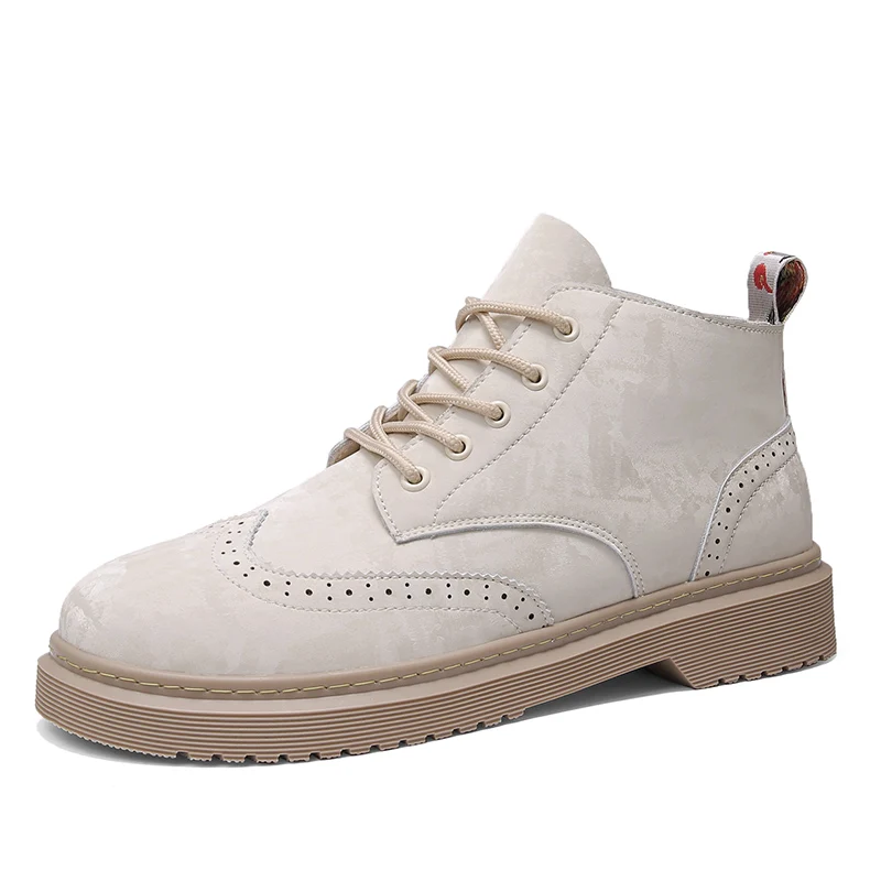 Boots Men Boots Leather Ankle Lace up Bullock Military boots Outdoor work Light fashion Moto Black Boots