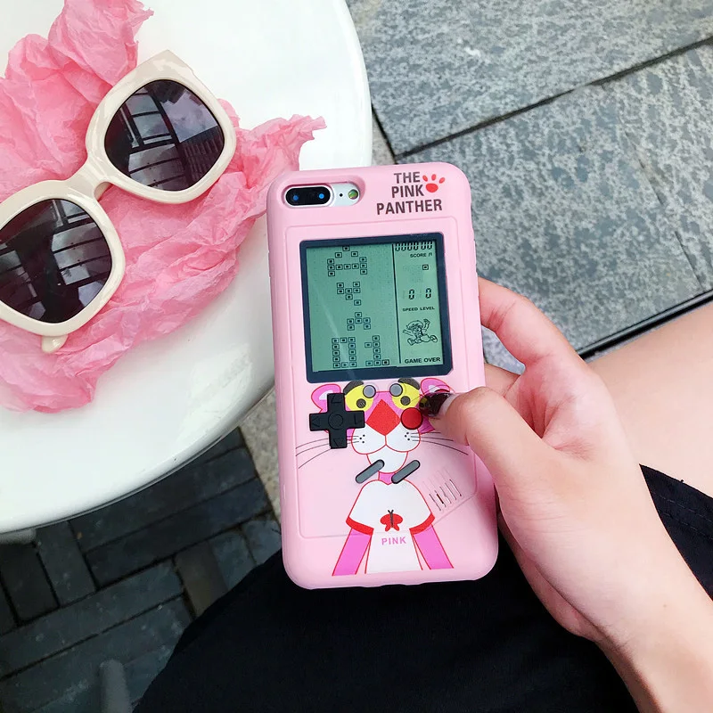 Tetris игровой чехол для iPhone 7 8 6 6s Plus чехол для игр Розовая пантера Мягкий чехол из ТПУ для iPhone X XS Max XR 10 Fundas