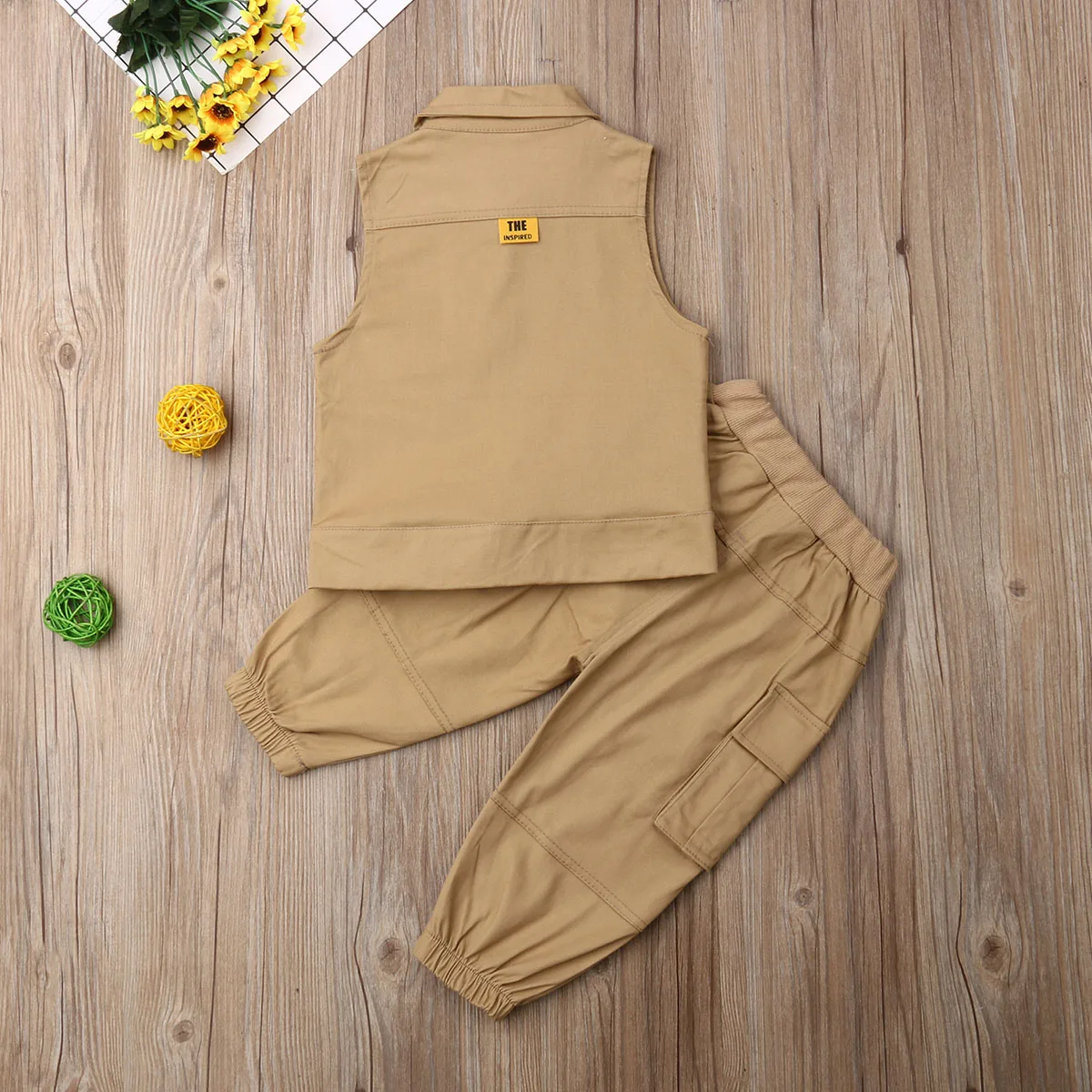 Стиль сафари, детская одежда для маленьких мальчиков осенняя одежда рубашки с длинными рукавами жилет брюки-карго Детские хлопковые комплекты из 3 предметов для мальчиков 1-6Y