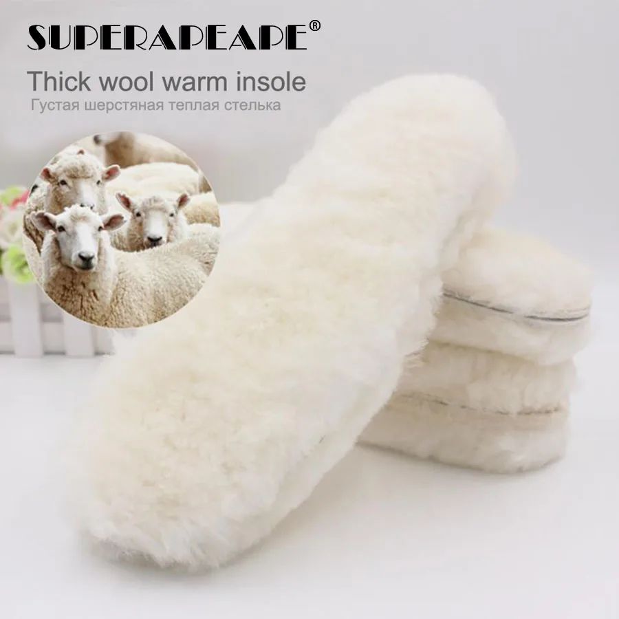 

Natural Sheepskin Insoles Cashmere Thermal Shearling Snow Boots Shoe Pad Real Fur Wool Adult Winter Shoes Warm heated insole