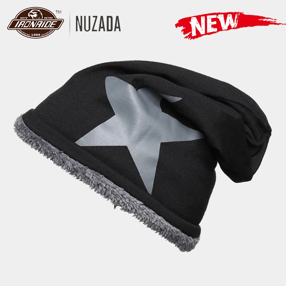 

NUZADA Fleece Motorcycle Hat Winter Motorcycle Helmet Cap Winproof Skiing Cap Riding Hat Riding Cycling Caps for Men Women#