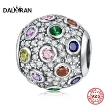 DALARAN 925 пробы серебряные Сверкающие Красочные циркониевые очаровательные бусины подходят к оригиналу DIY Padaron браслет ювелирные изделия ручной работы аксессуары