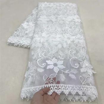

Embroidery Leaves Pattern Milk silk Lace with Sequins Hot Sale African French Tulle Lace Fabric SequinS Lace Fabric for Bridal