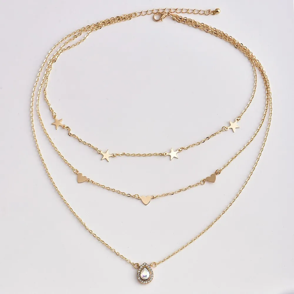 Мода Boho многослойное ожерелье s& Подвески Винтажное колье-чокер с Луной для женщин Золотое колье Femme вечерние ювелирные изделия Bijoux