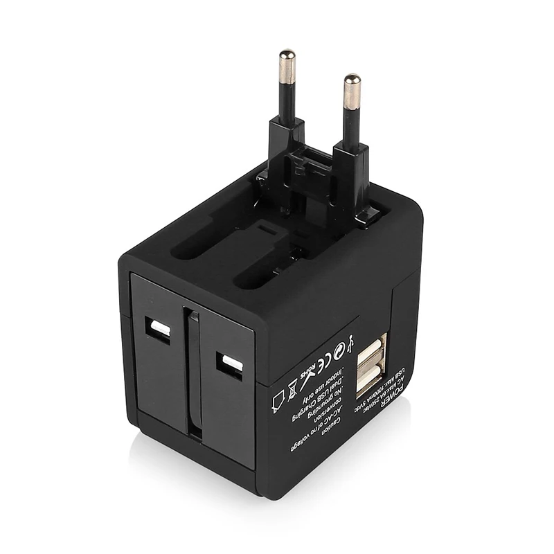 Универсальный международный переходник с 2 usb-портами, сетевой адаптер переменного тока для путешествий с штепсельной вилкой AU US UK евро-конвертер