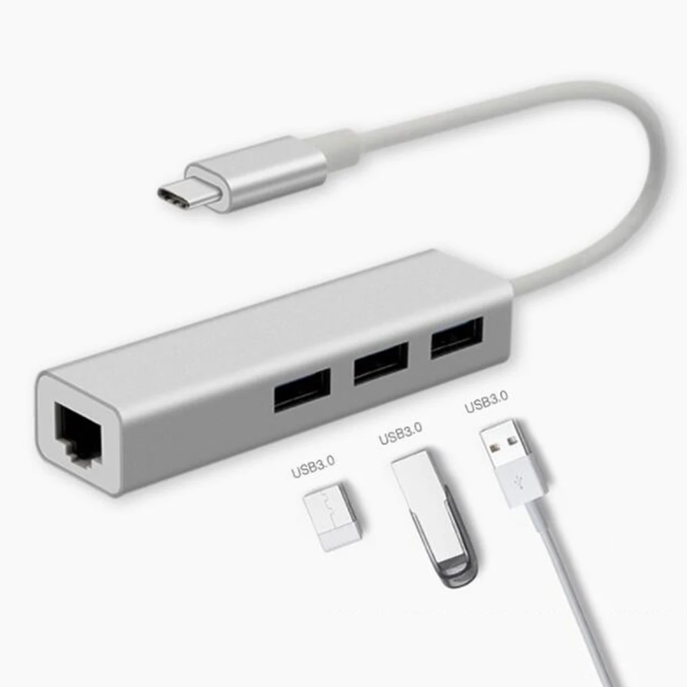Type-c концентратор 3,0 USB C для Ethernet сетевой адаптер 1000 Мбит/с RJ45 LAN адаптер Adaptador кабель для MacBook Pro Windows