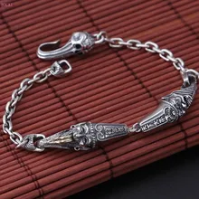 S925 чистого серебра модные аксессуары ретро поп творческая мода личности черный и белый непостоянство браслет для мужчин