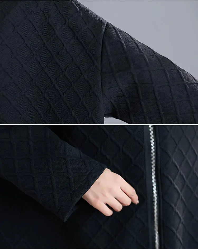 Куртка размера плюс 5XL 6XL, пальто для женщин, верхняя одежда на осень и зиму с капюшоном, женские винтажные клетчатые пальто, черный кардиган, одежда