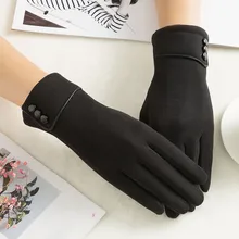 Зимние перчатки, женские перчатки, модные простые элегантные варежки, сплошные черные зимние женские теплые варежки, ручная работа