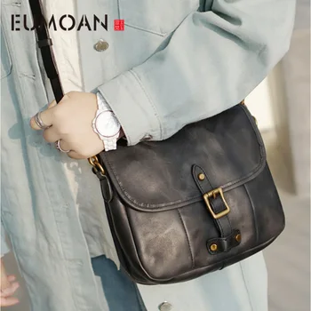 

EUMOAN Handmade vintage shoulder bag, women's leather handbag, leather slant bag, minimalist saddle bag