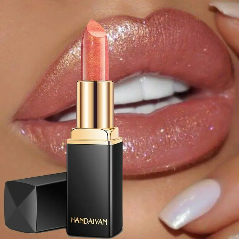 

Handaiyan Waterproof Nude Glitter Lipstick Makeup Long Lasting Velve Red Mermaid Lipsticks Cosmetics Sexy Shimmer Lip Stick