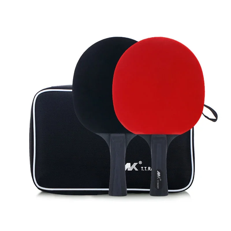 2Pcs/Lot Table Tennis Bat Racket Good Control Long Short Handle Ping Pong  Paddle Racket Set With Bag