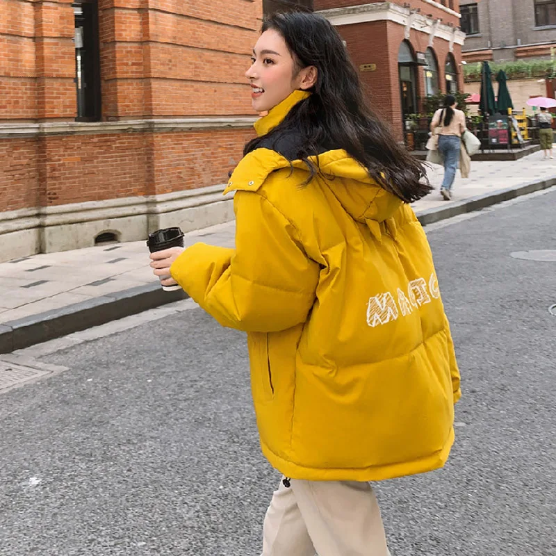 Yellow coat Зимняя женская желтая куртка с капюшоном модная зимняя одежда женская теплая хлопковая стеганая Свободная Женская куртка с длинным рукавом - Цвет: Yellow coat