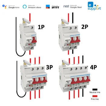 

WIFI 1P/2P/3P/4P Circuit Breaker 16A-125A Wireless EWelink APP Remote Control Switch Vioce Control By Amazon Alexa Google Home