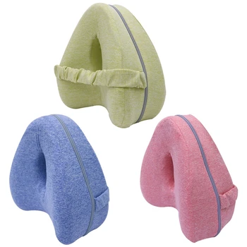 

NEW-Knee Pillow for Side Sleepers with Elastic Strap Memory Foam Leg Pillow Heart Shaped Memory Foam Leg Pillow