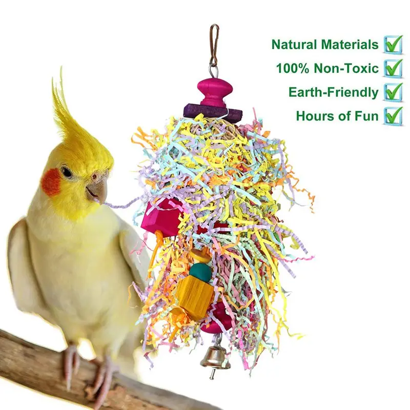 Маленькая птица жевательная игрушка ручной работы Conure Parrot Foraging Shredding скалолазание подвесная игрушка для маленьких средних птиц