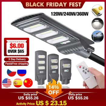 

Smuxi 120W/240W/360W LED Solar Street Light Waterproof IP65 PIR Motion Sensor~Remote Control Outdoor Lighting Security Lamp