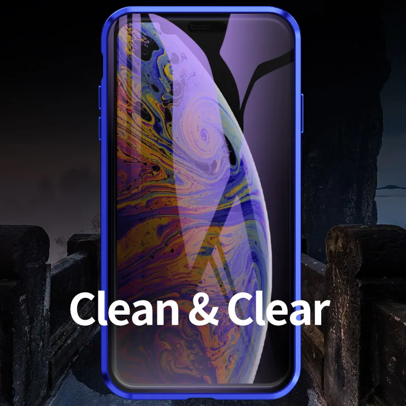 Чехол для Apple iPhone X XS MAX XR 8 7 6s Plus, анти-синий светильник, экран и заднее закаленное стекло 360, полная защита, металлический чехол