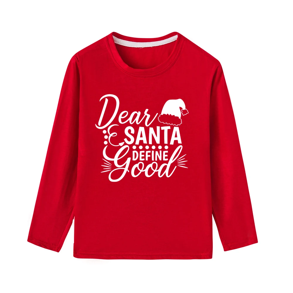 Dear Santas/детская Рождественская футболка с длинными рукавами; Милая Рождественская одежда унисекс с буквенным принтом для мальчиков и девочек; модная одежда
