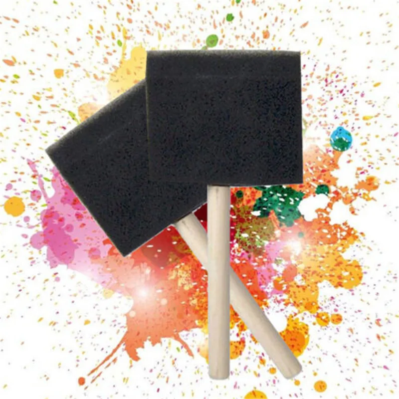 4Pcs/set Wooden Handle Foam Sponge Brush For Art Painting Graffiti Dust Cleaning Tool Drawing Toys | Канцтовары для офиса и