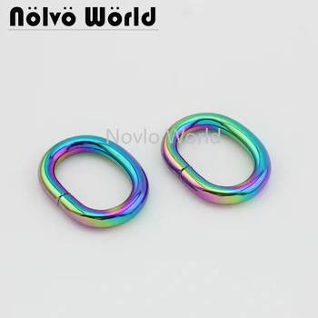 

Nolvo World 5-20-100pcs 25*16mm 1" rainbow metal oval ring bag handle buckles belt adjustment Iridescent buckles hardware