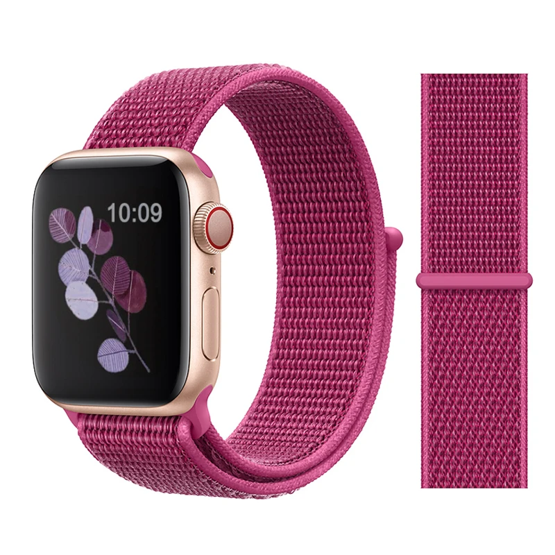 Нейлоновый ремешок для apple watch группа 4/5 44 мм/40 мм, correa apple watch 3 42 мм/38 мм iwatch серии 5/4/3/2 разноцветный коннектор ремешок для часов - Цвет ремешка: Dragon Fruit