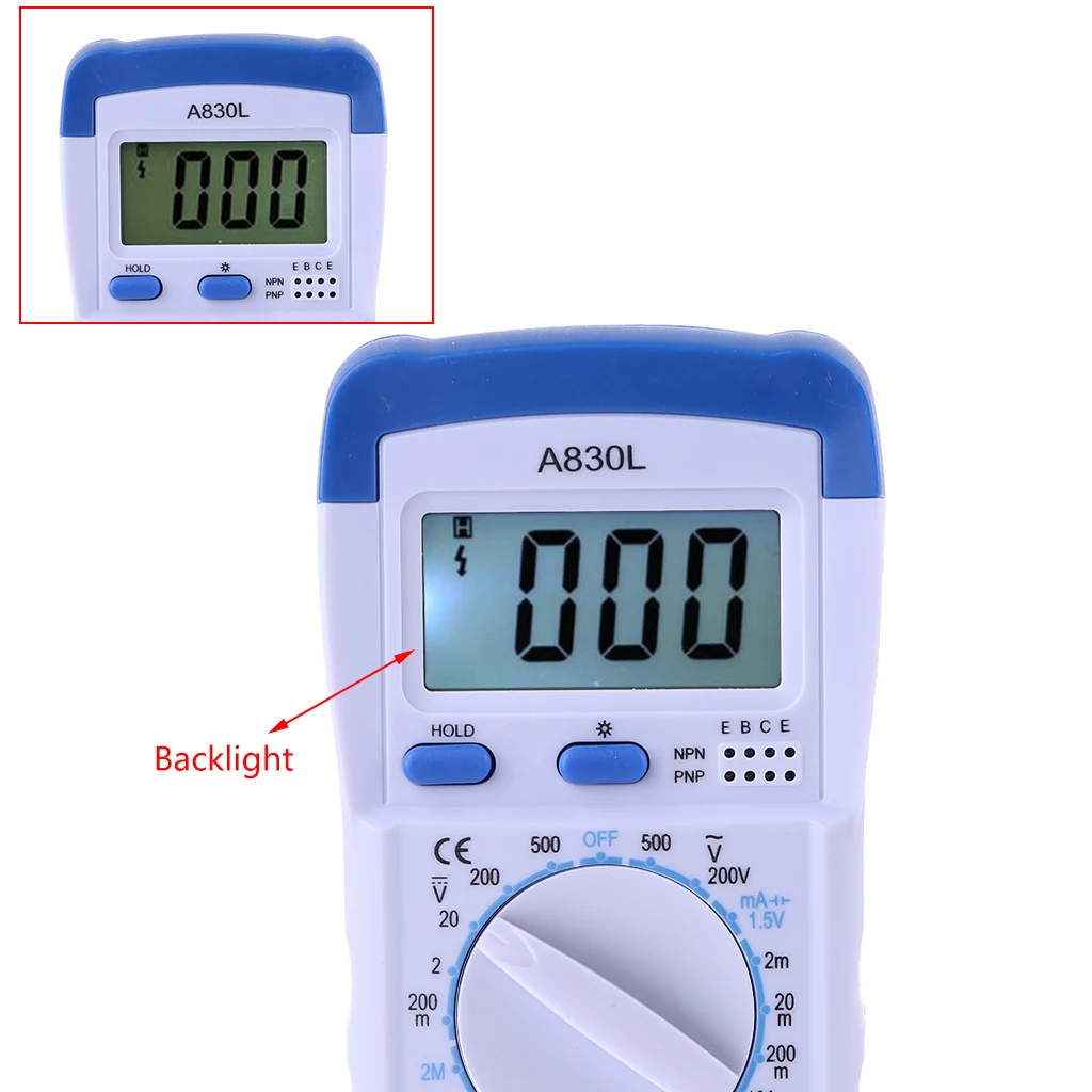 A830L Digital Hand Held Multimeter Measuring DC AC Multitester Volt Tester