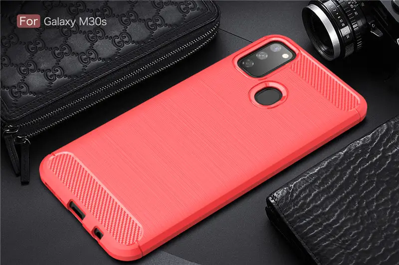 For Samsung M30S M30 M20 M10 Carbon Fiber Case Protection Soft Silicone TPU Case For Galaxy A9 A8 A7 A6 Bumper Matte Cover