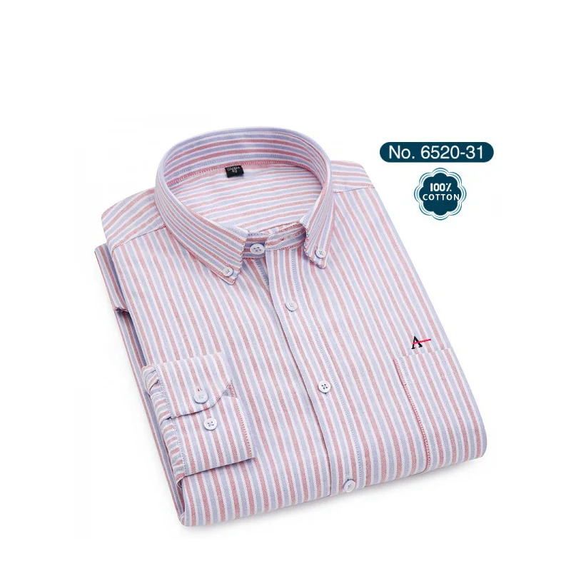 Новинка года. Качественные мужские рубашки в полоску ARAMY Camisa. Мужские рубашки с вышивкой - Цвет: 6520-31(7)