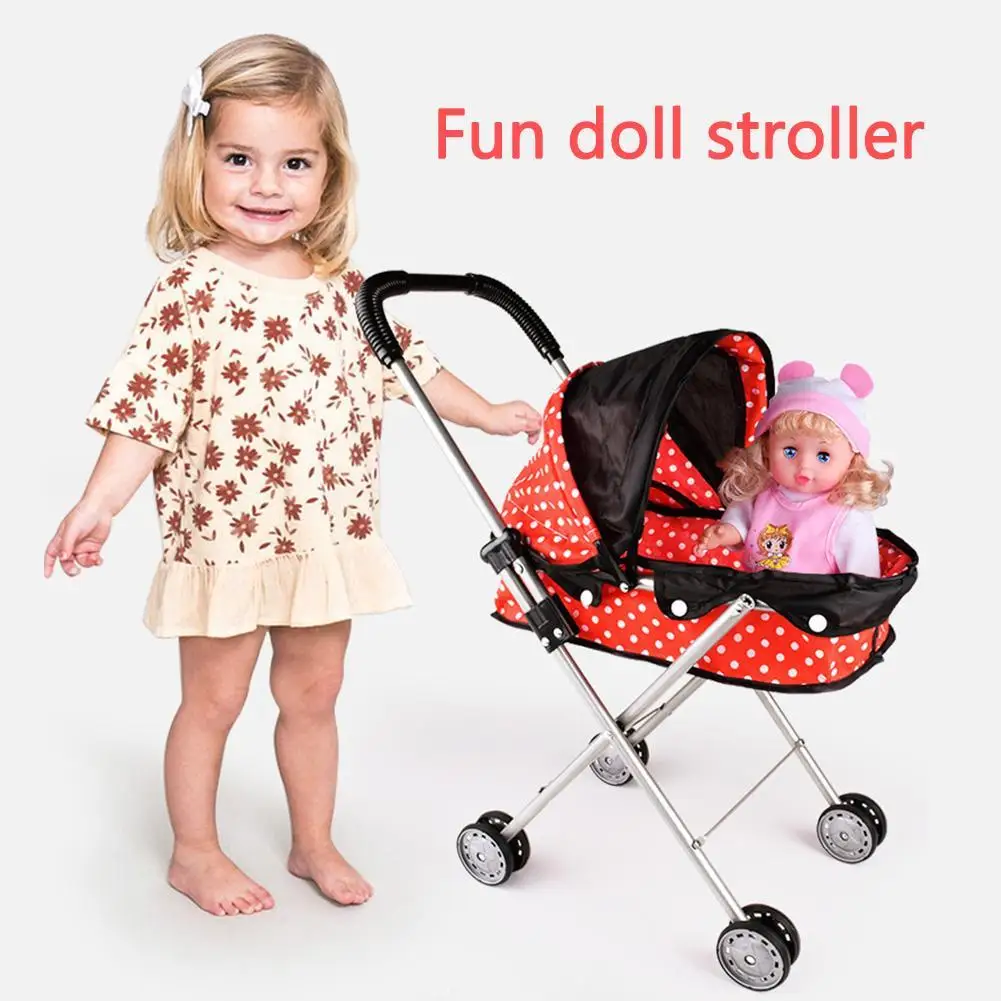 

Children Doll Stroller Toy Baby Play House Ladybug Trolley Not Including Simulation Doll Toy Organizer Cart