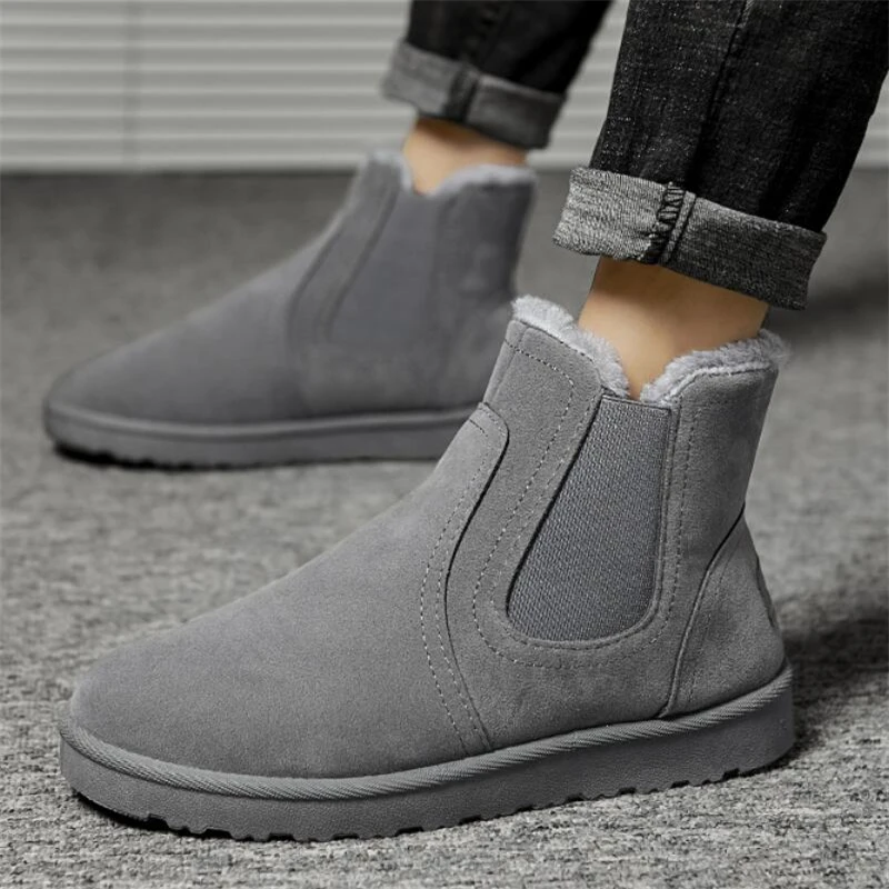 Round Toe Snow Boots Men Winter Shoes 