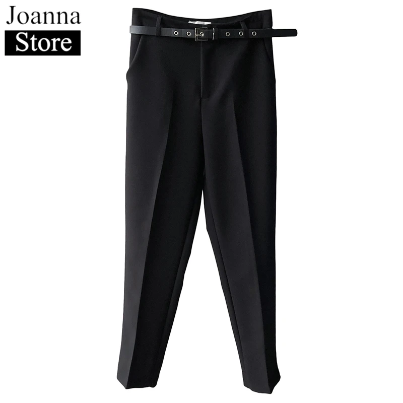 Новинка весны женские шаровары с поясом высокая талия свободные девять точек