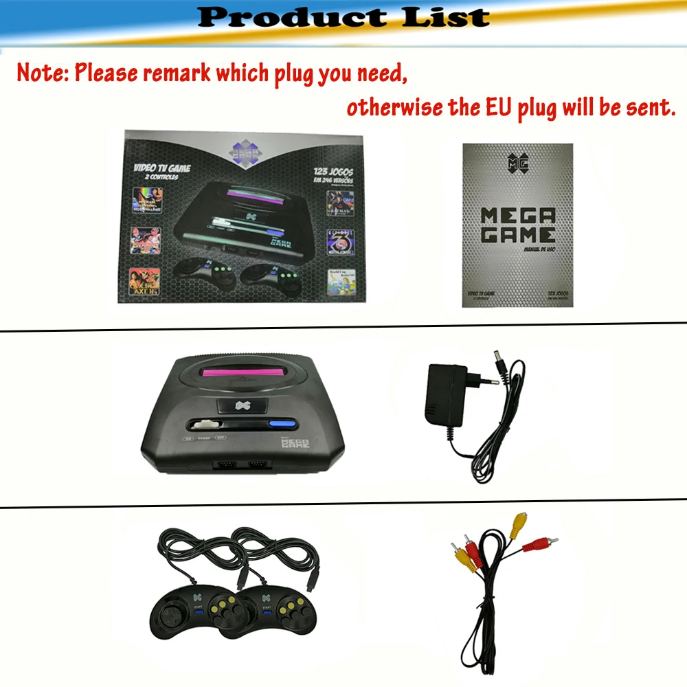 Retro 16Bit TV Video Arcade Game Console Joystick For SEGA Compatible Machine 246 In 1 Game Cassette Card Dual Wired Gamepads 