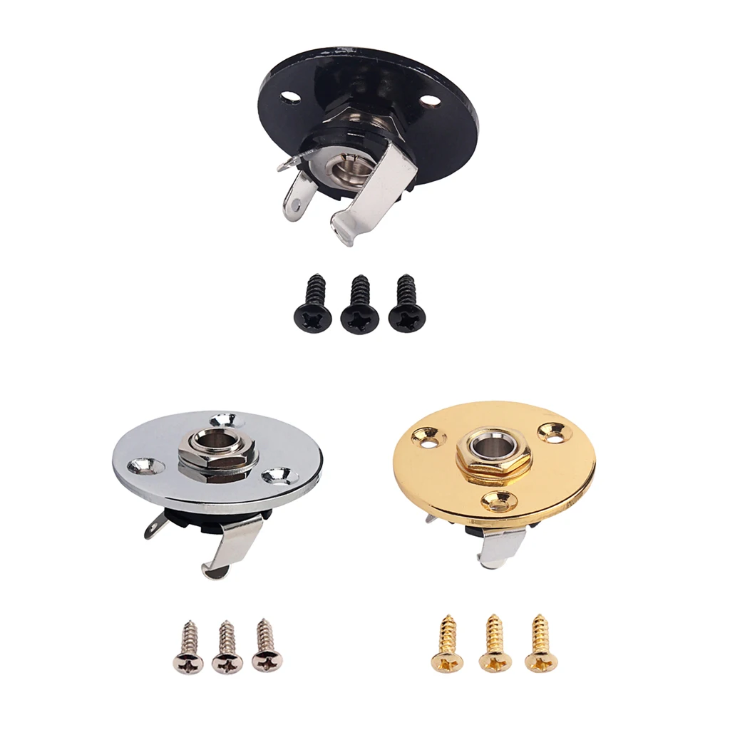 Guitar Round Plate Jack Plug Socket 6.35mm Electric Guitar Bass Accessory