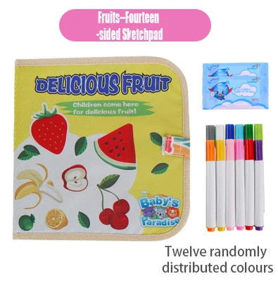 5 Portable Sketchpad Repeatable Wipe Painting Book Blackboard Album With Colour Pen Dustless Graffiti Kids Painting Book 12 Pens - Цвет: 5